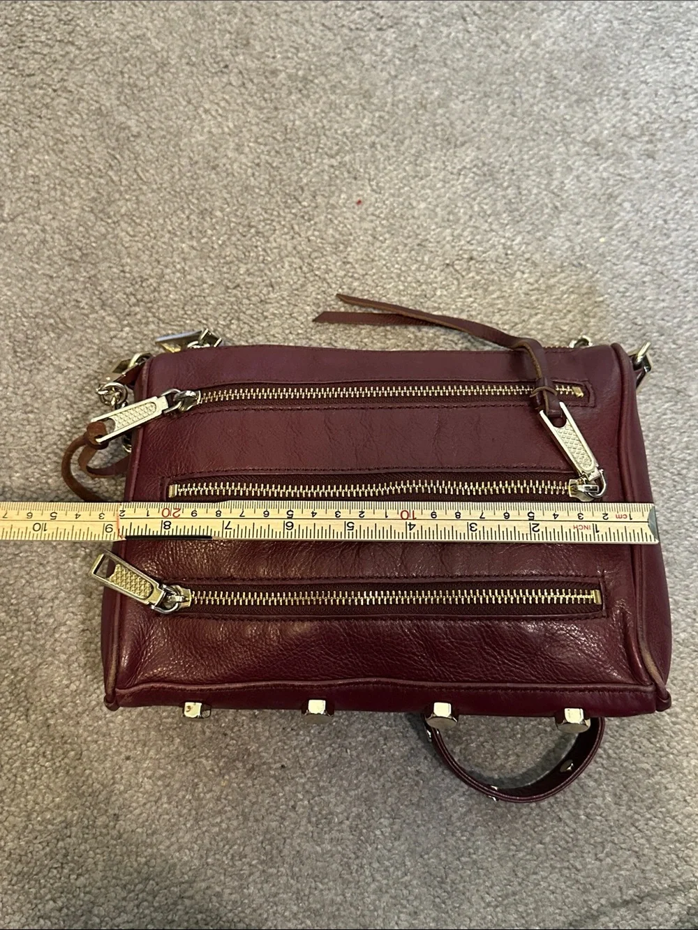 Rebecca Minkoff Burgundy Real Leather Crossbody with Chain Strap and Studs GUC